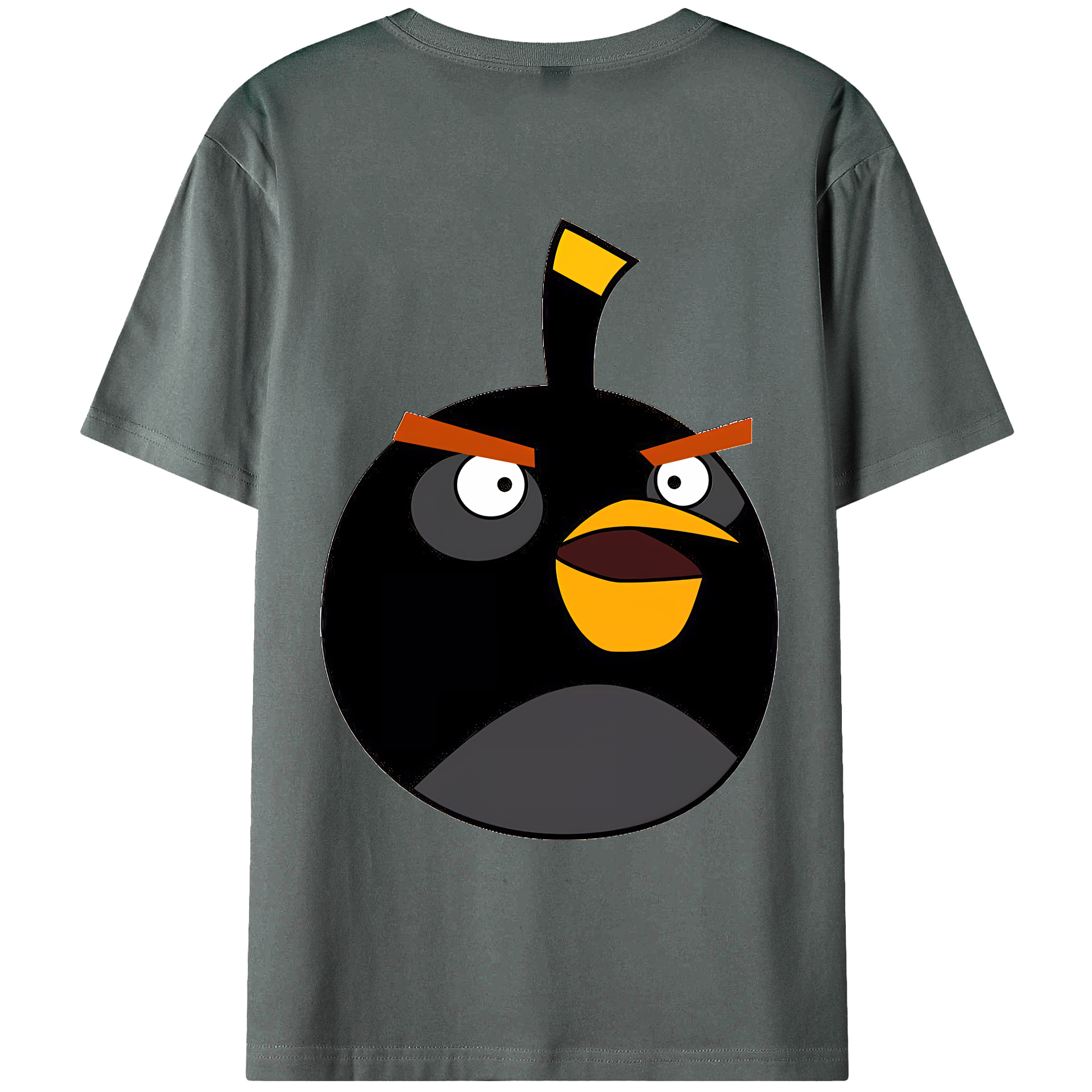 （画像用） Angry Birds アングリーバード 綿100％ メンズ半袖Tシャツ（バックプリント） 通気性